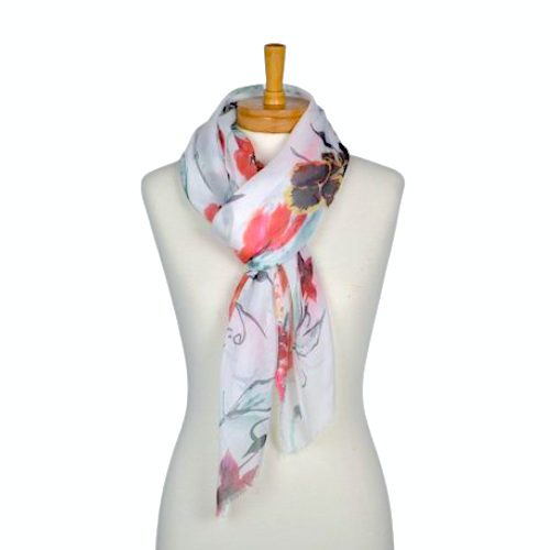 Mix Flower Scarf White