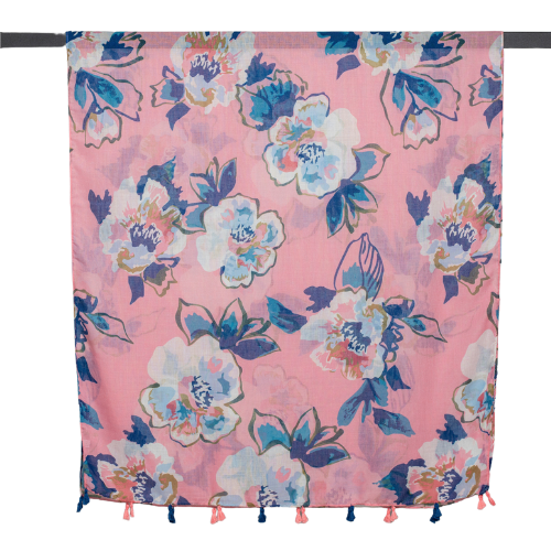 Flower Tassel Scarf Pink