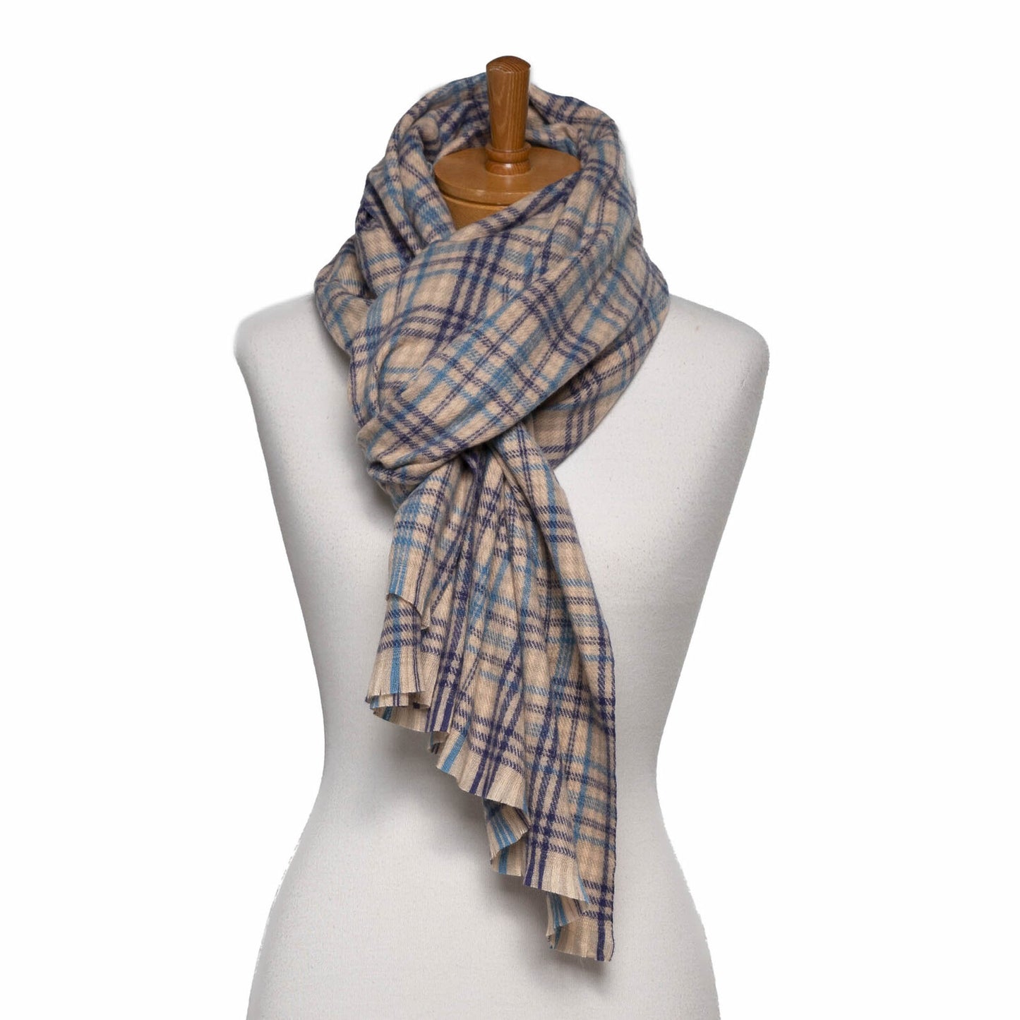 Navy Plaid Pattern Scarf