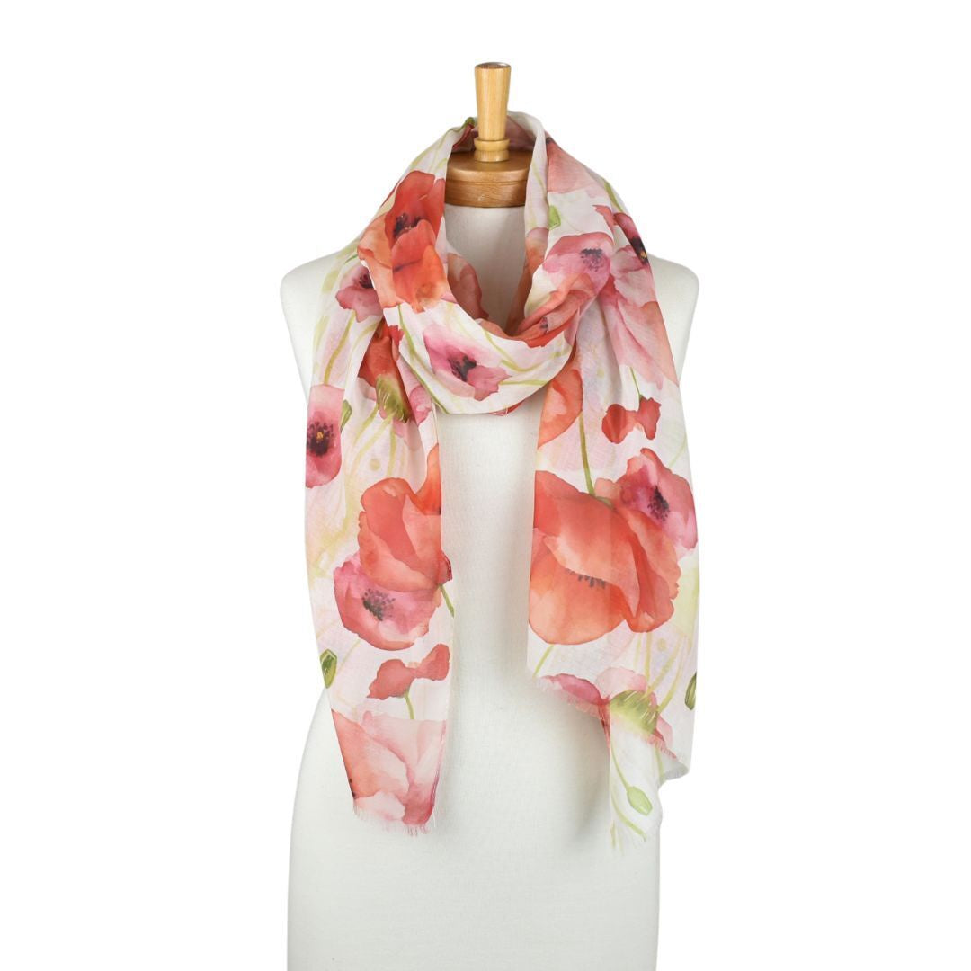 Blushing Poppies Scarf Red