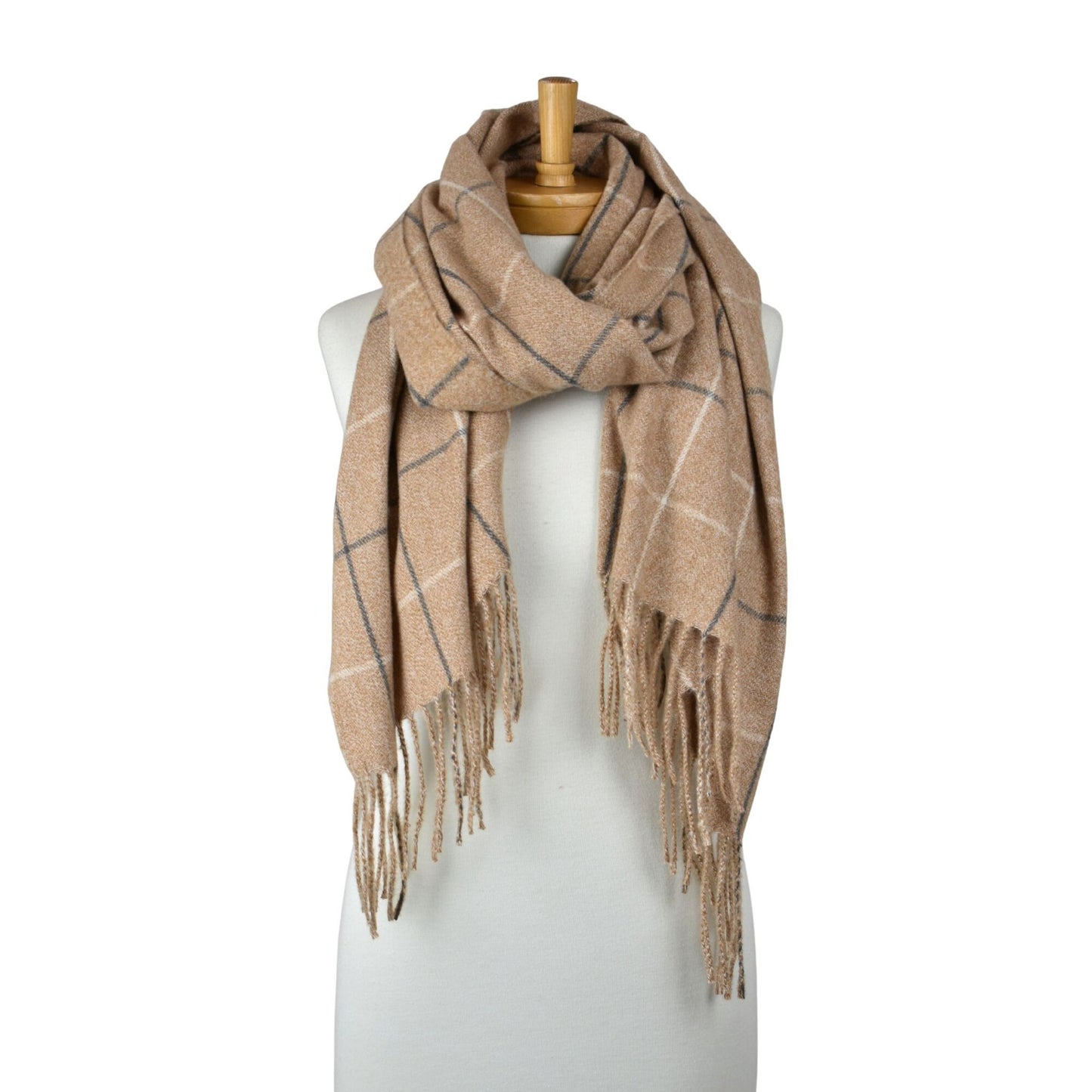 Grid Check Scarf Brown