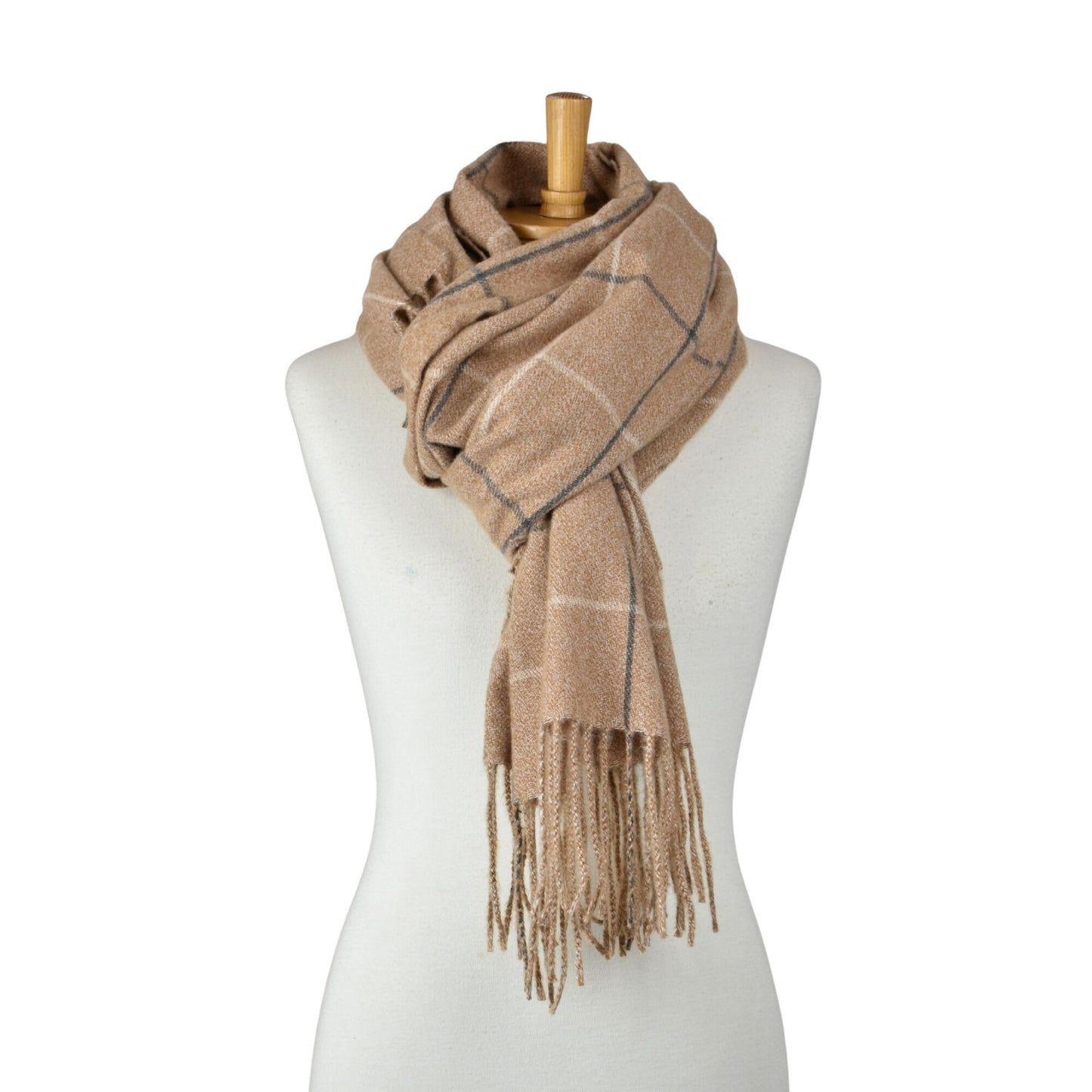 Grid Check Scarf Brown