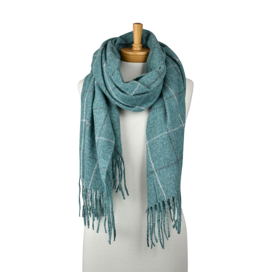 Grid Check Scarf Emerald