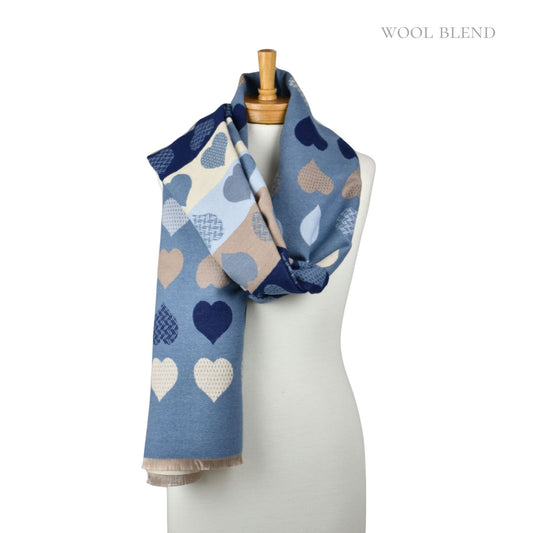 Reversible Block Sweethearts Scarf Blue