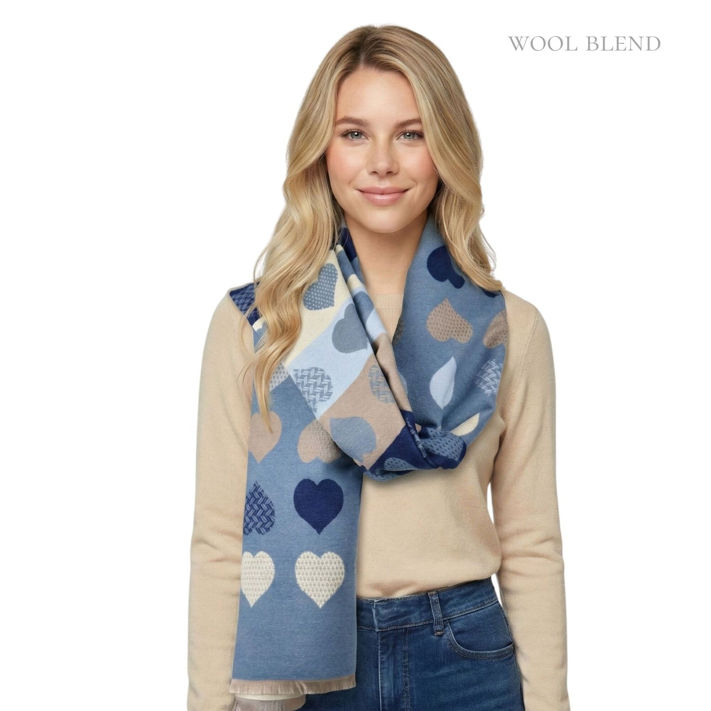 Reversible Block Sweethearts Scarf Blue