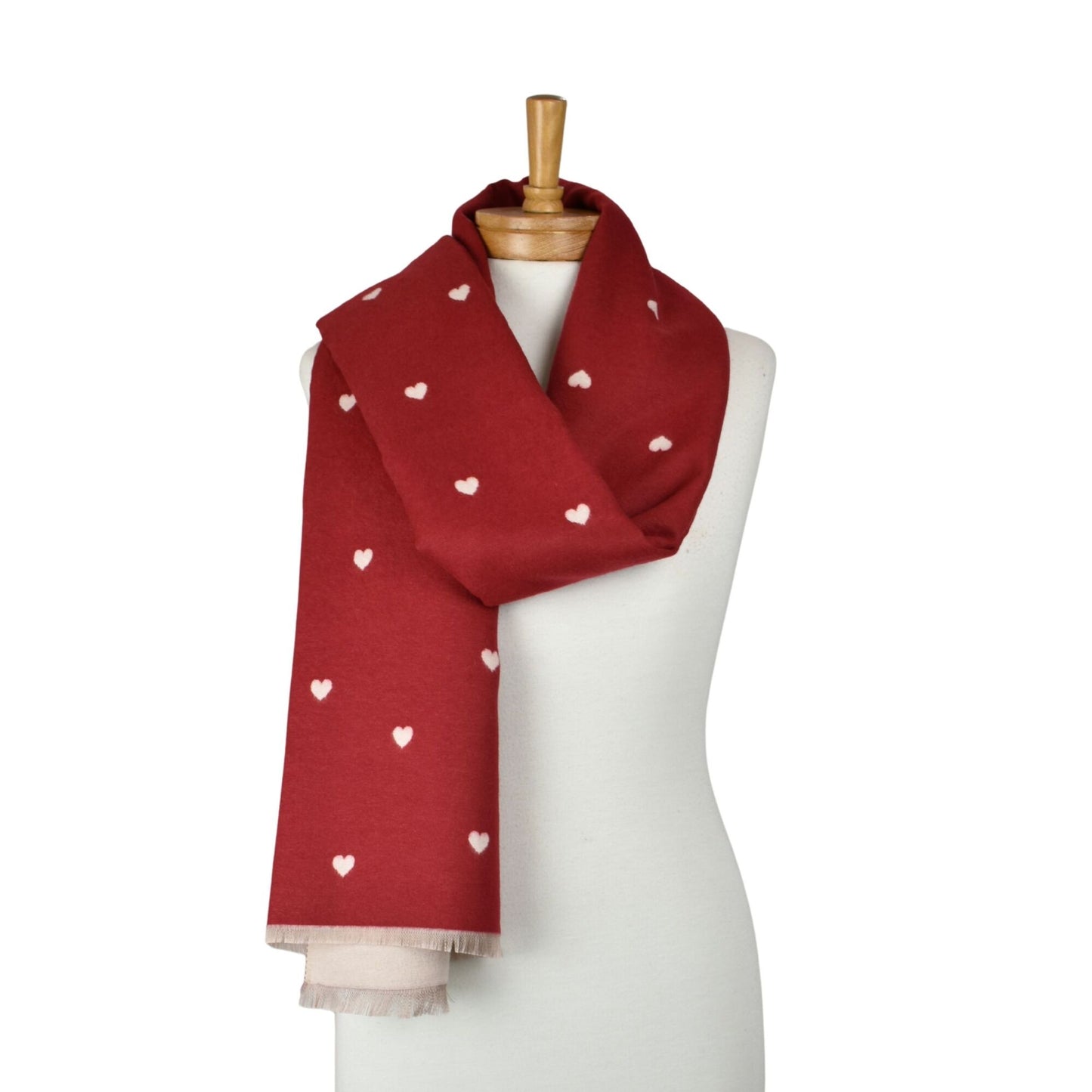 Reversible Petite Hearts Scarf Red