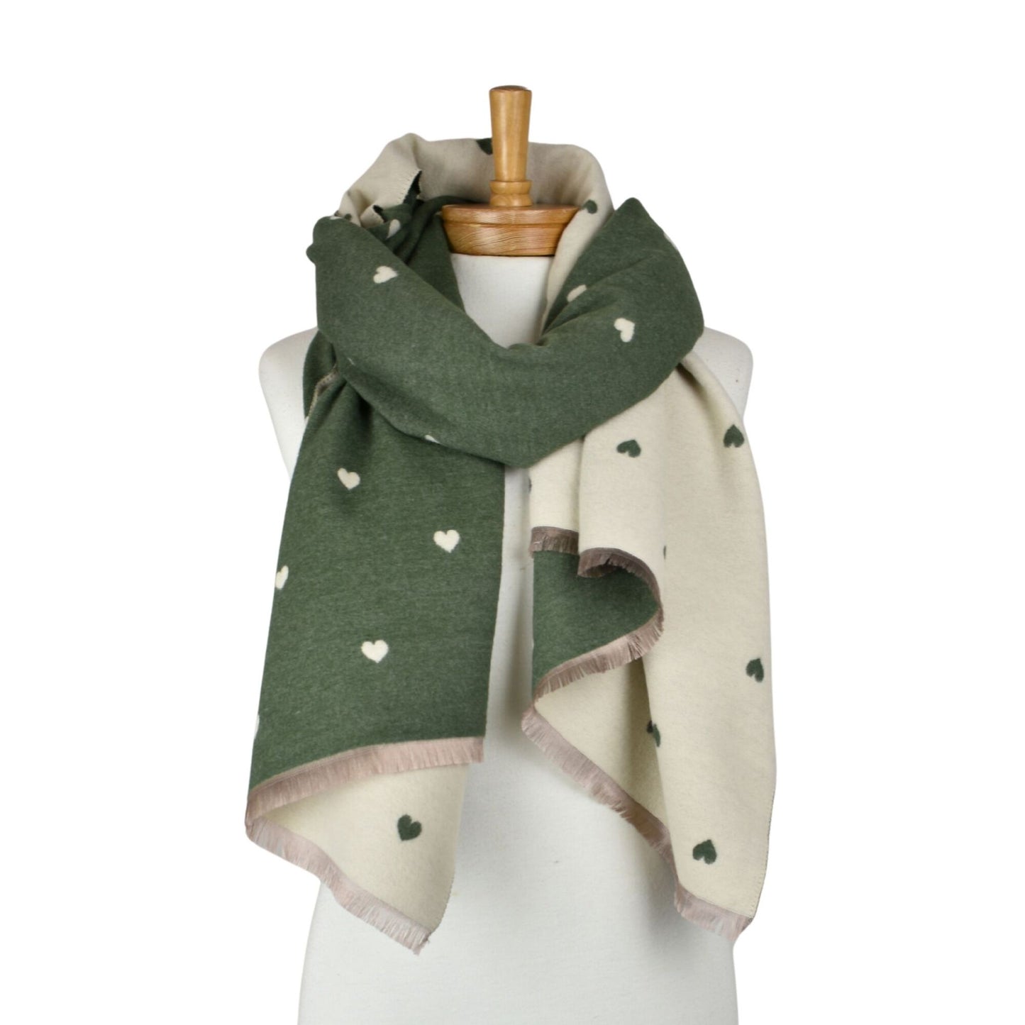 Reversible Petite Hearts Scarf Green