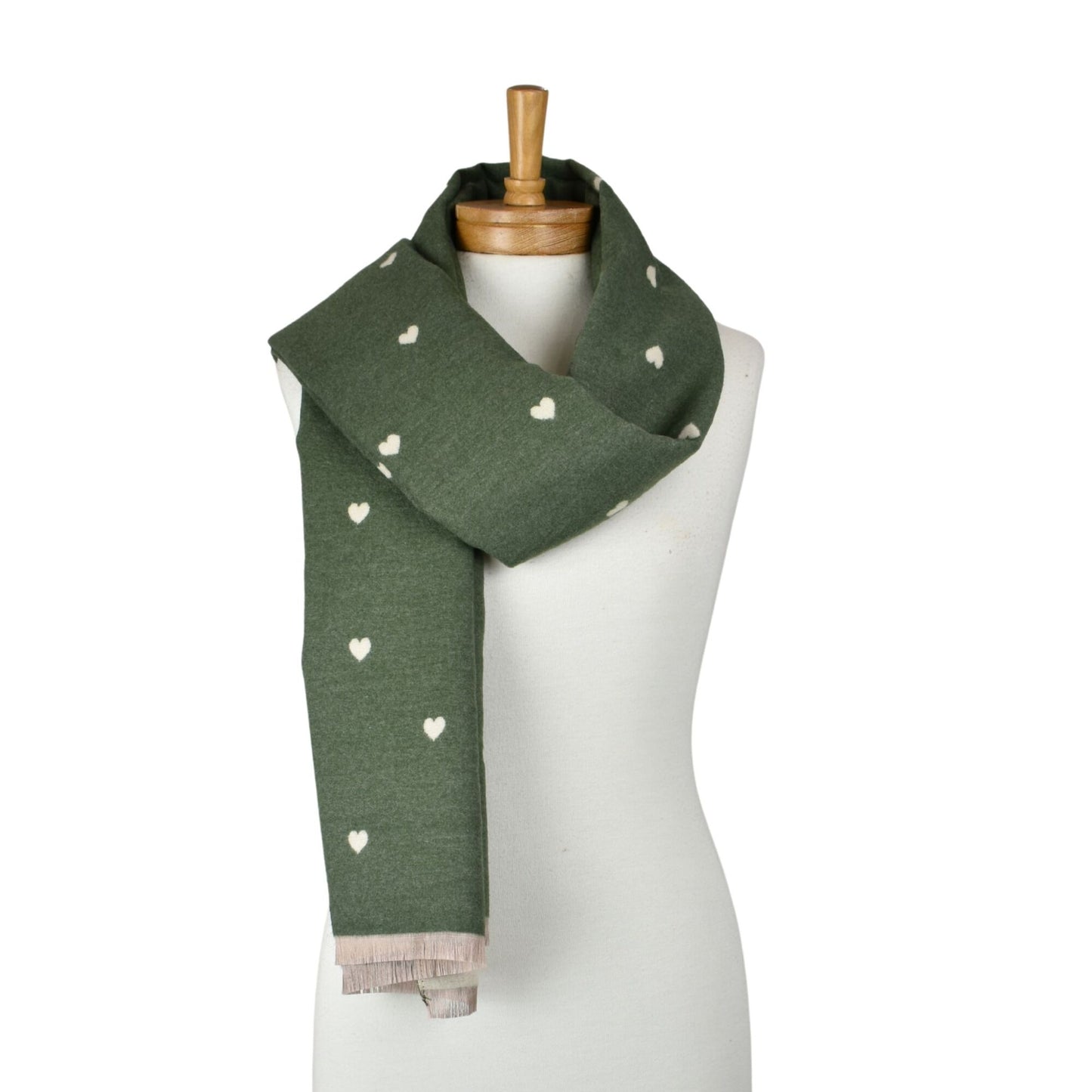 Reversible Petite Hearts Scarf Green