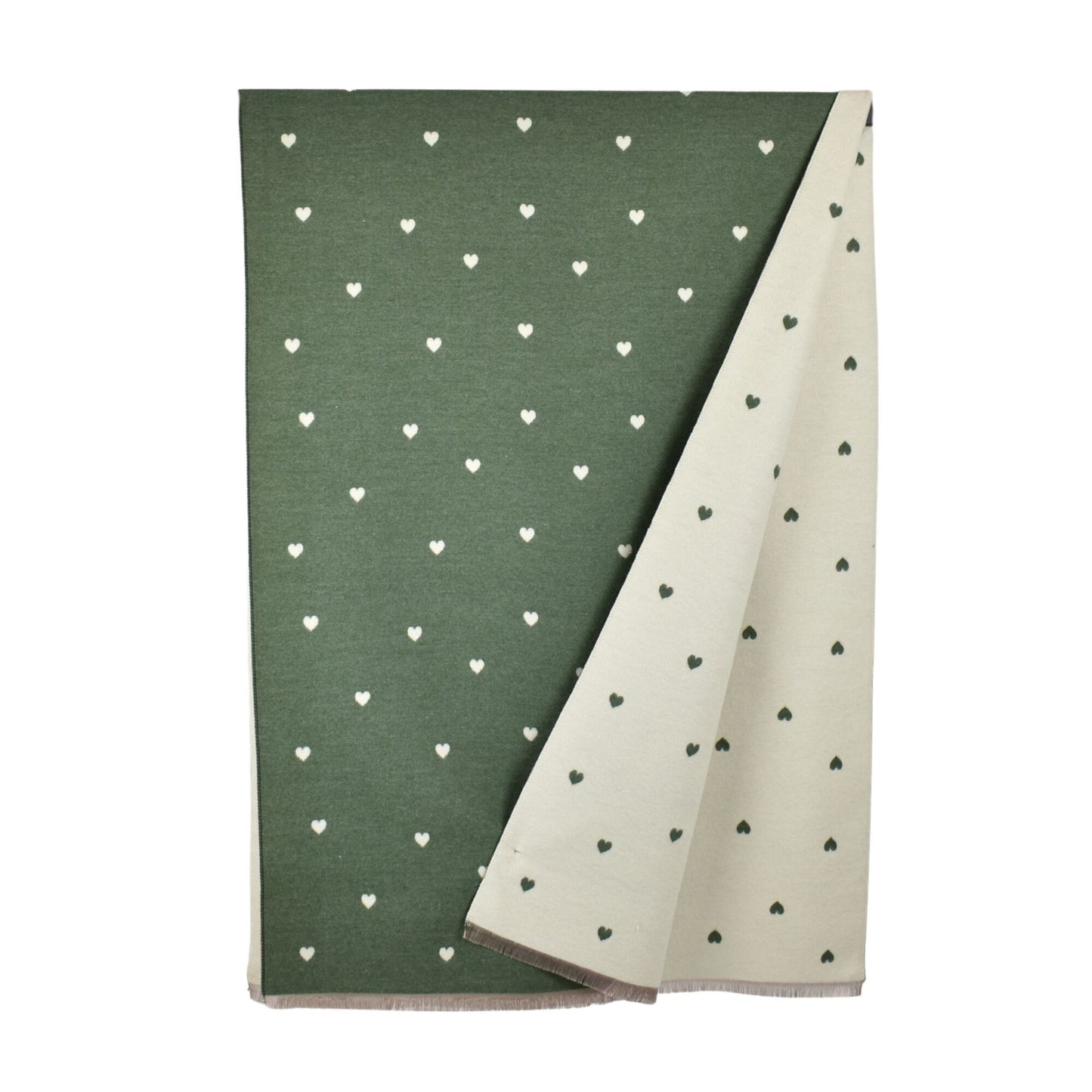 Reversible Petite Hearts Scarf Green