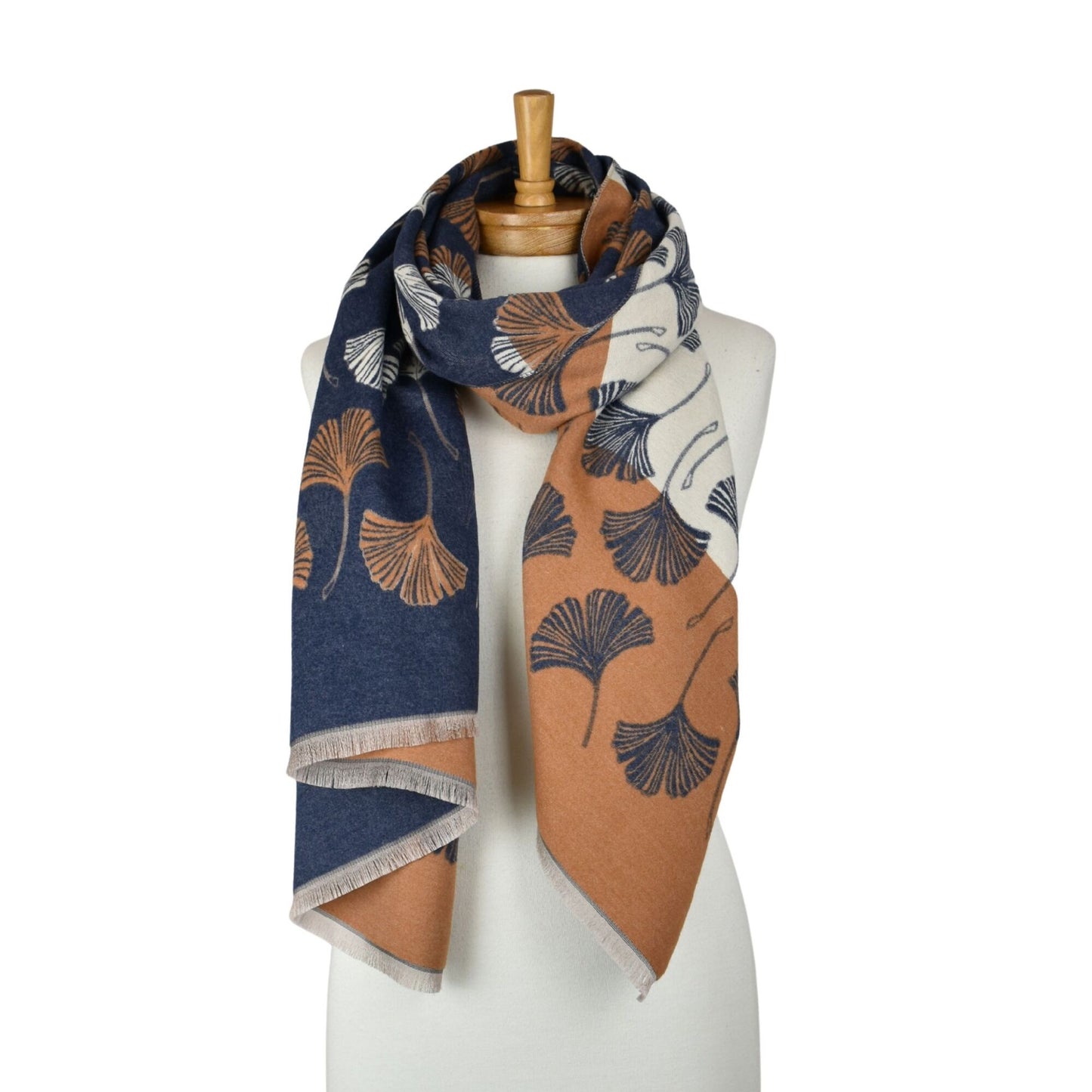 Reversible Multi Gingko Scarf Denim