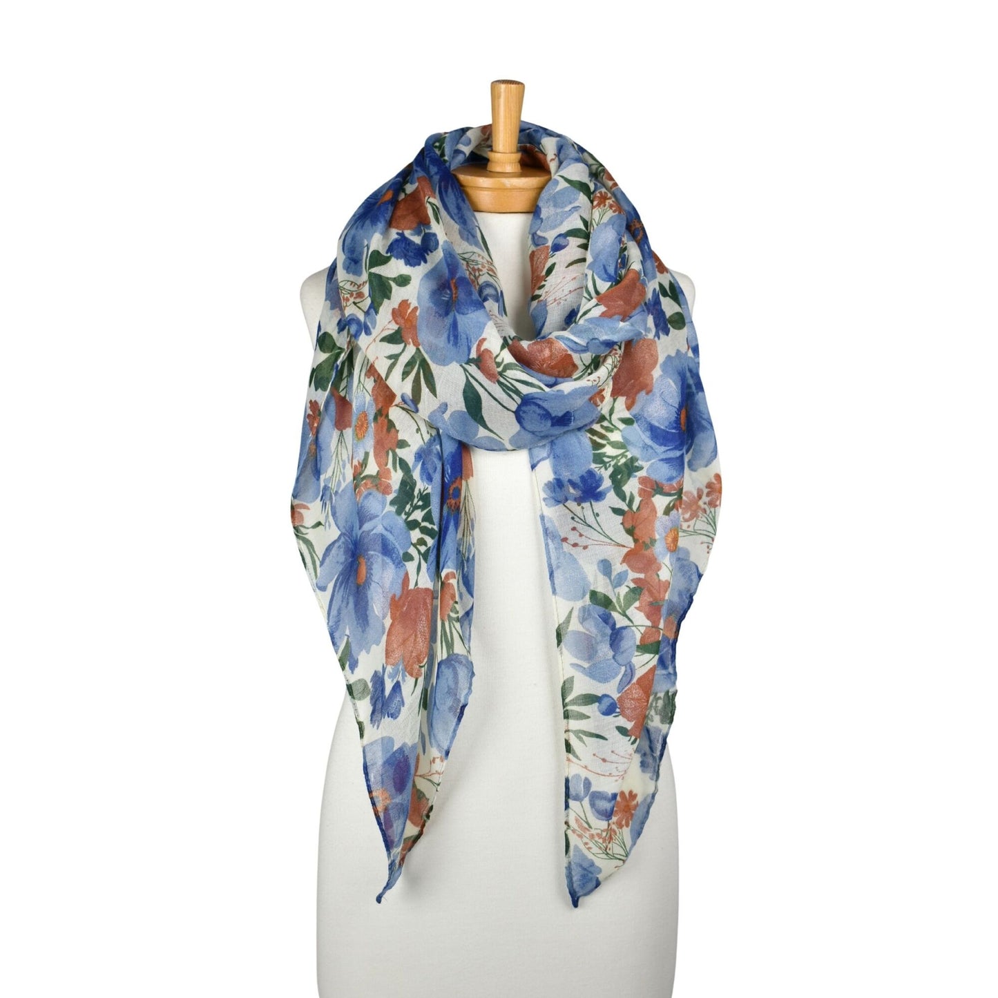 Botanical Garden Floral Scarf Blue