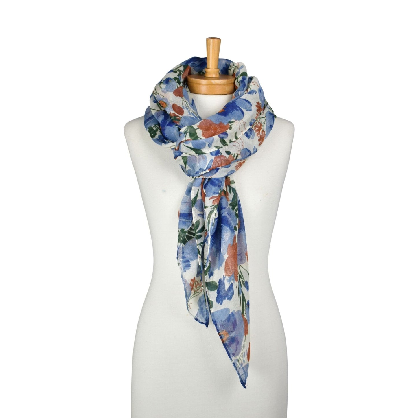 Botanical Garden Floral Scarf Blue