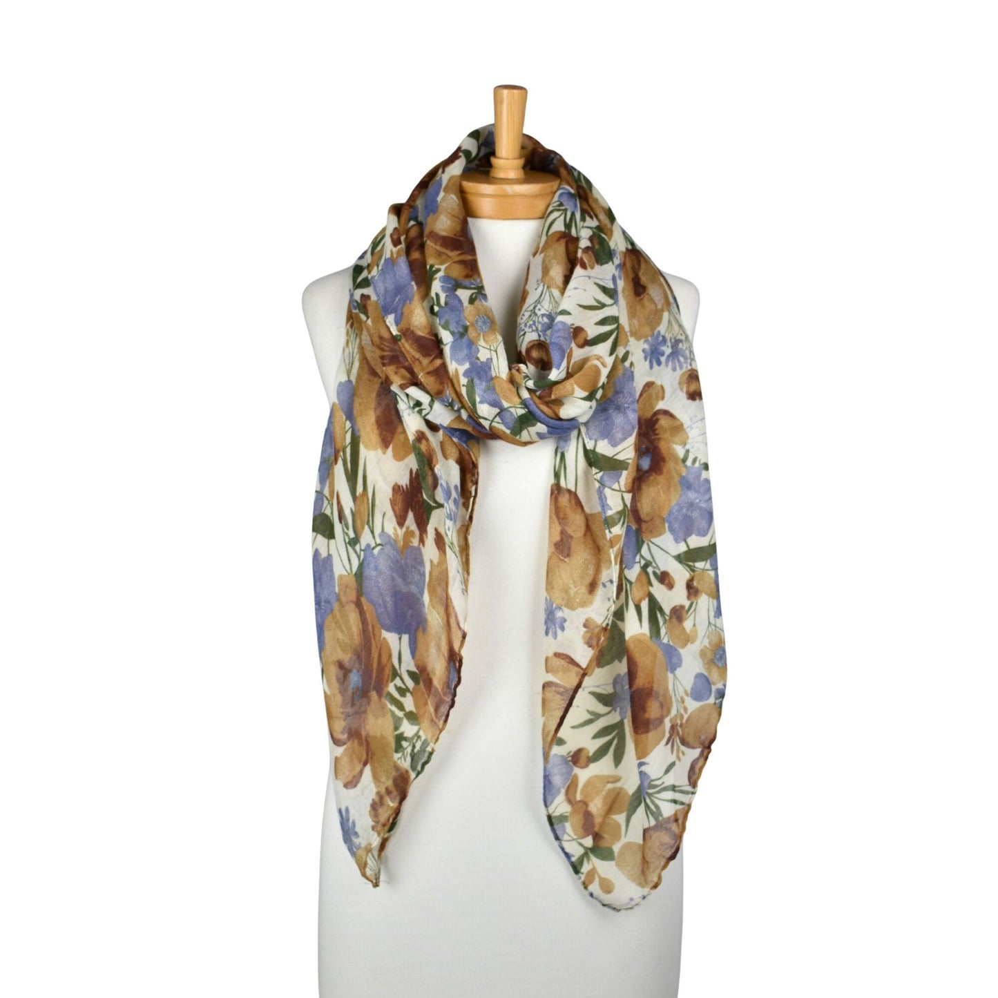 Botanical Garden Floral Scarf Brown