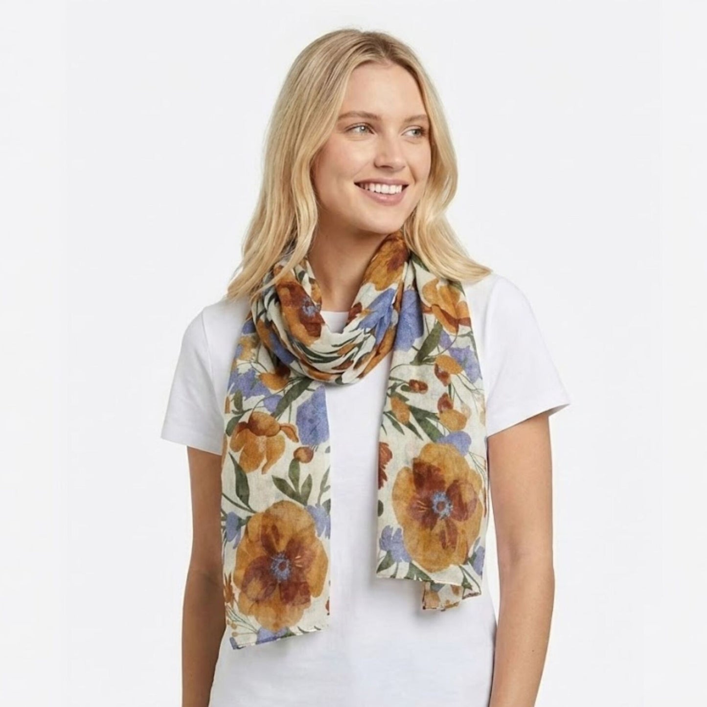 Botanical Garden Floral Scarf Brown
