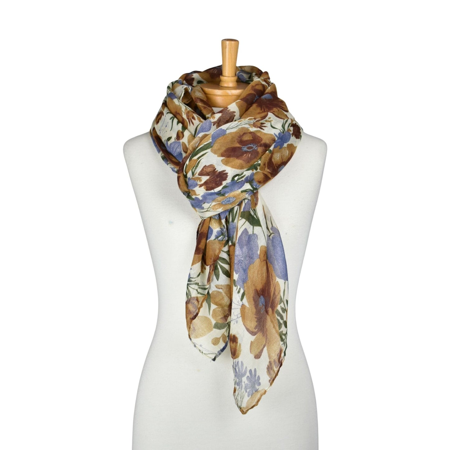 Botanical Garden Floral Scarf Brown