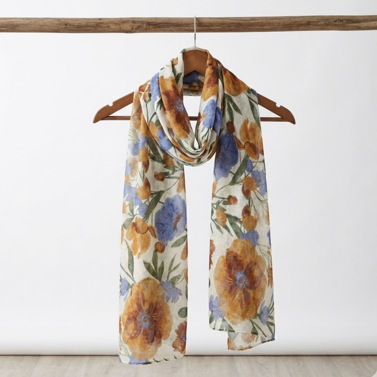 Botanical Garden Floral Scarf Brown