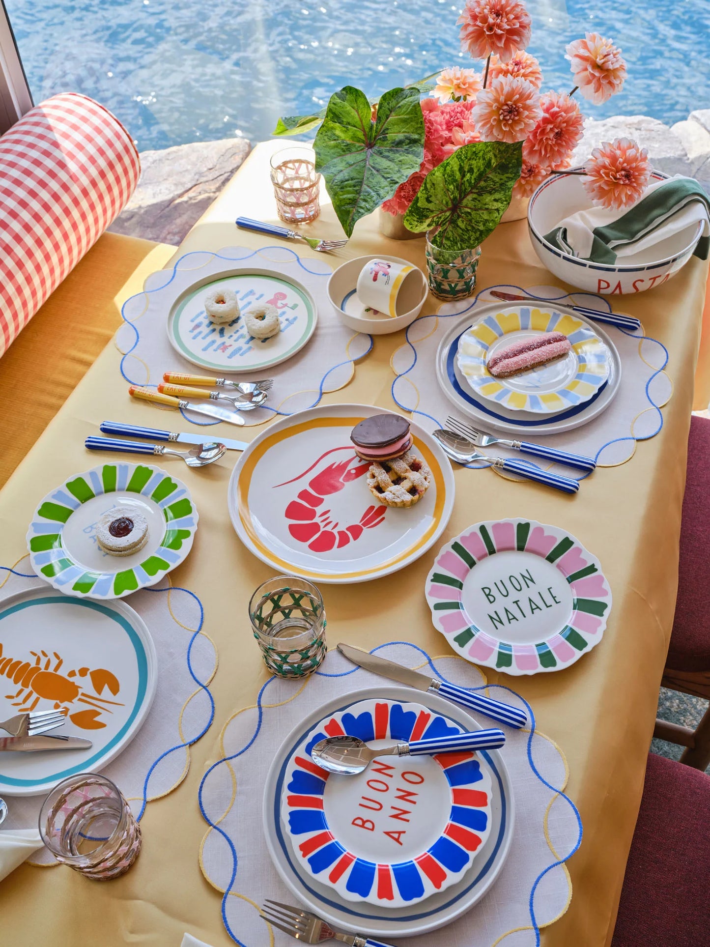 Multi Colour Festive Italian Wave Side Plates