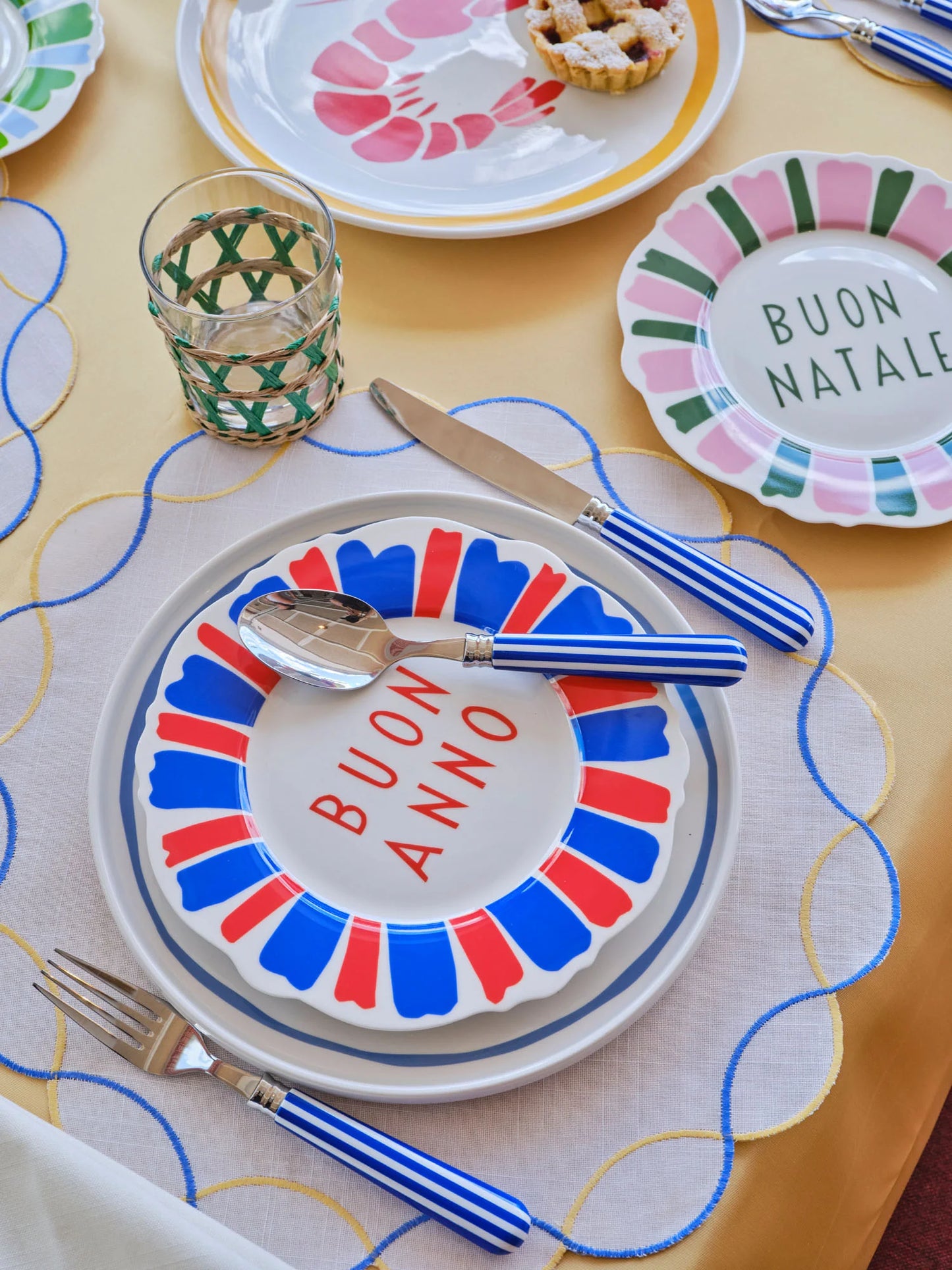 Multi Colour Festive Italian Wave Side Plates
