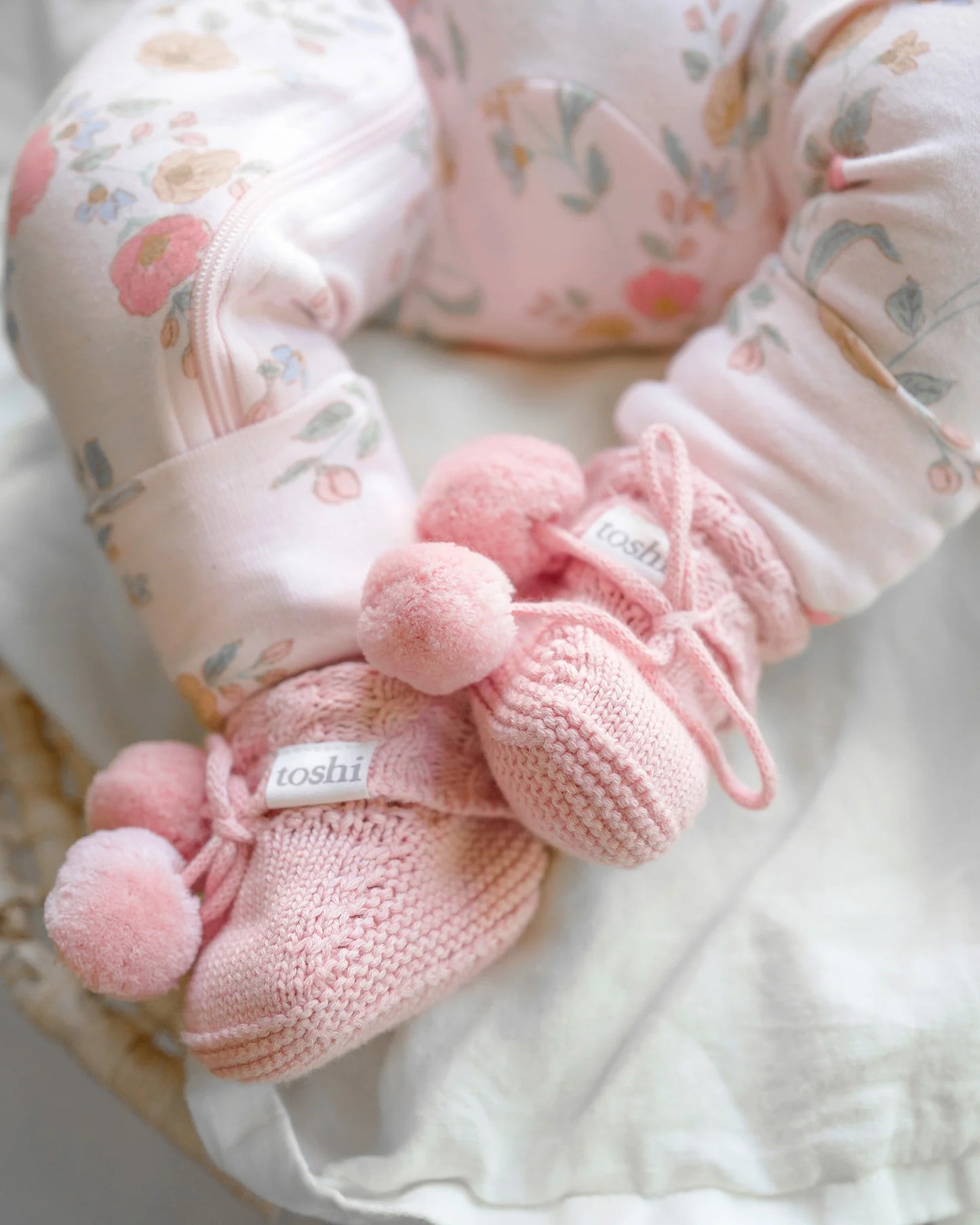 Organic Booties Misty Rose