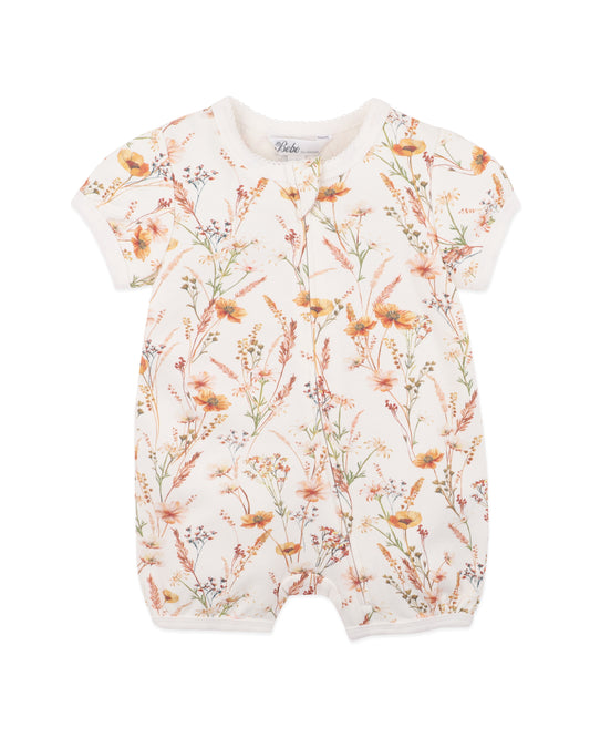 Taylor Organic Floral SS Zip Romper