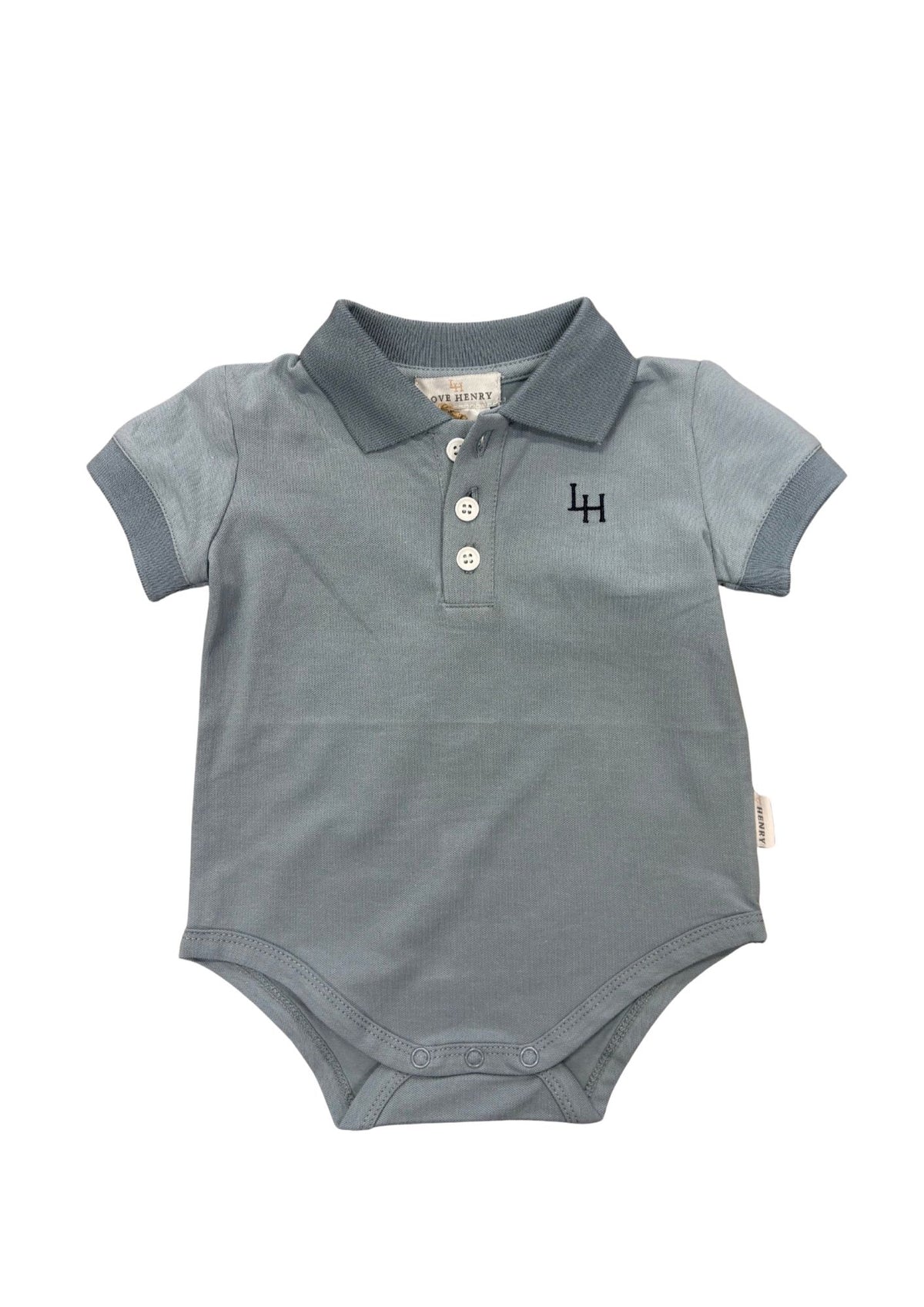 Baby Boys Polo Romper Blue.