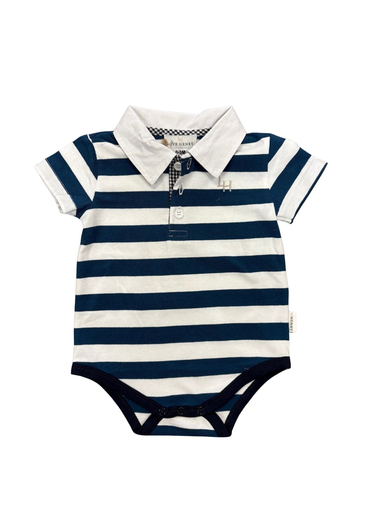 Baby Boys Rugby Polo Romper Blue Stripe