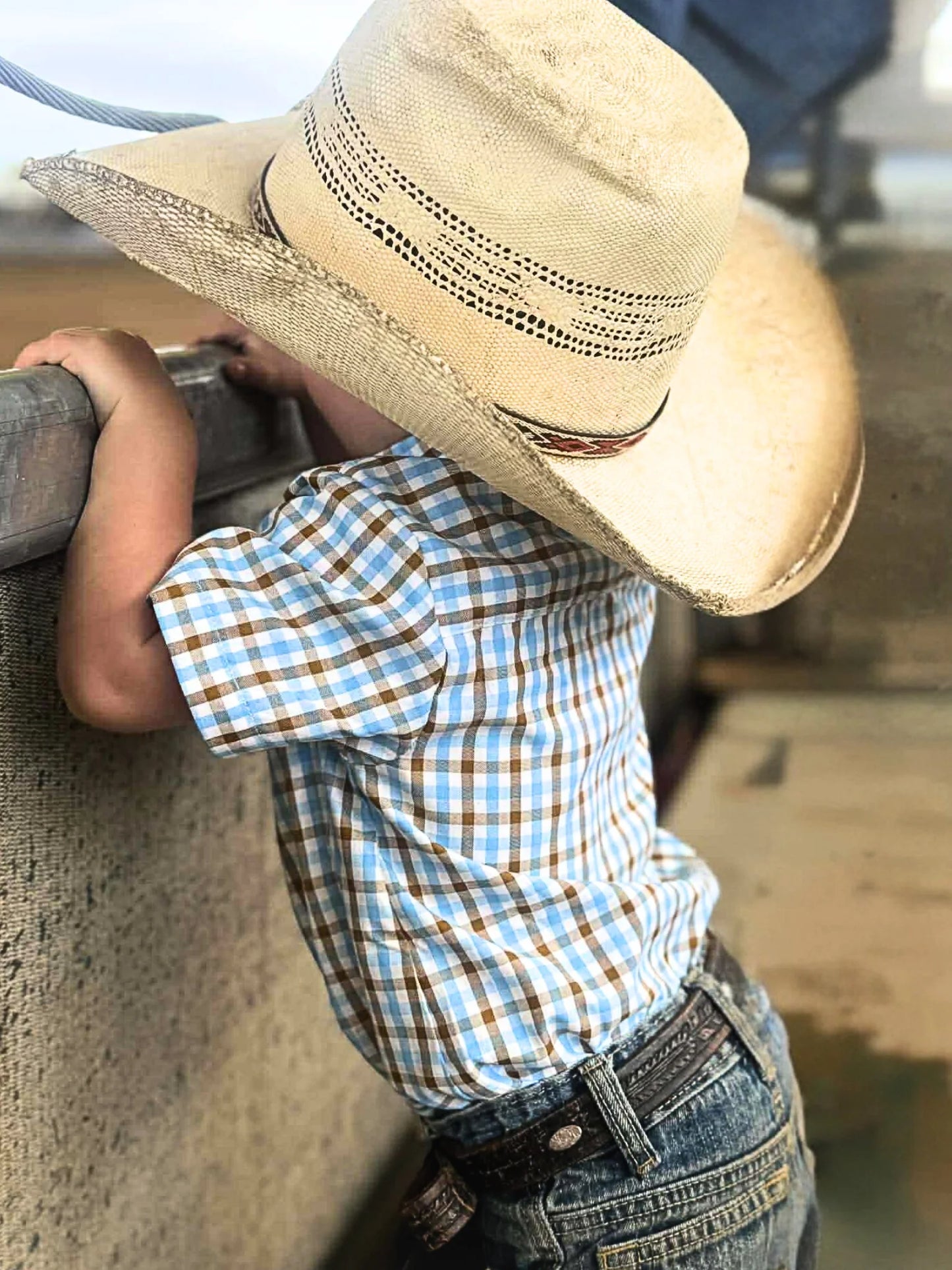 Denver Baby Blue Gingham Short Sleeve Romper