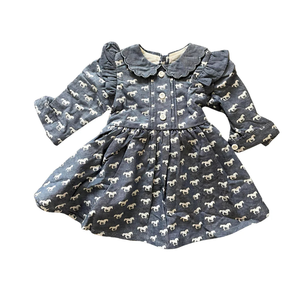 Josephine Horse Print Denim Look Dress