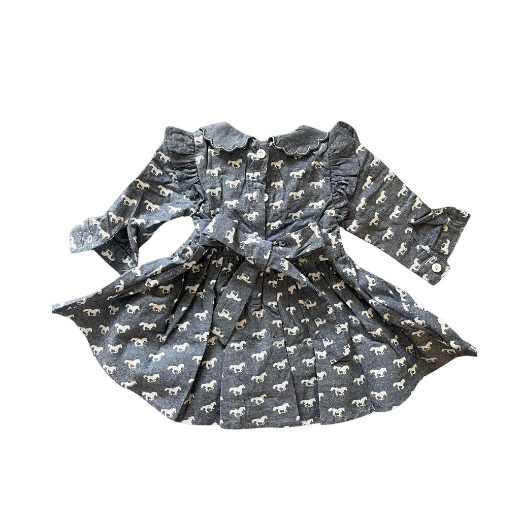 Josephine Horse Print Denim Look Dress