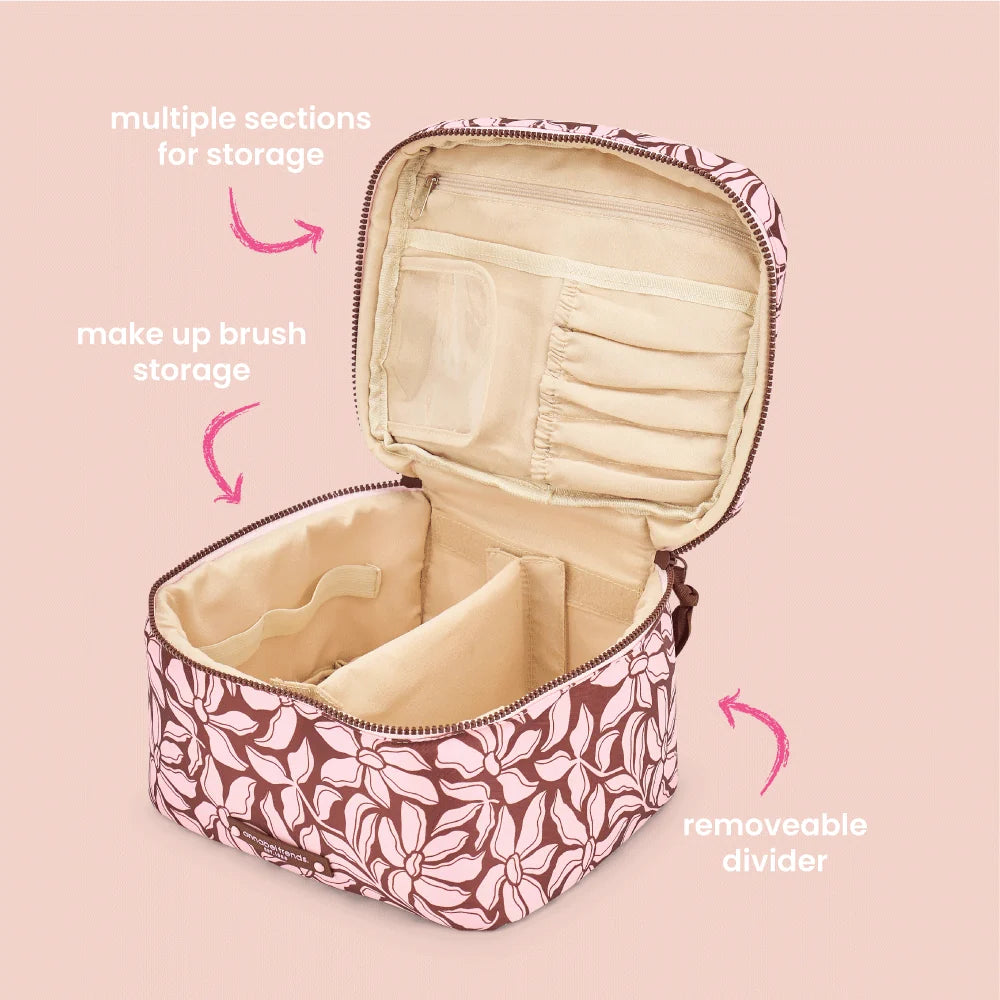 Vanity Lite Train Case Pink Garden
