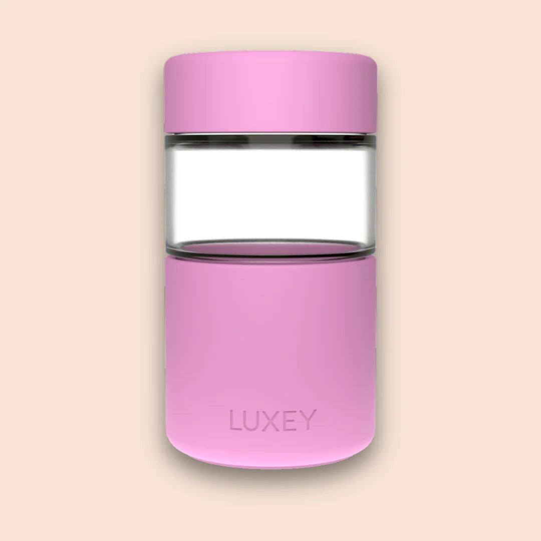 Reusable Glass Coffee Cup 12oz Magenta