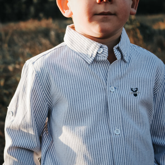 Boys Dress Shirt - Navy Pinstripe