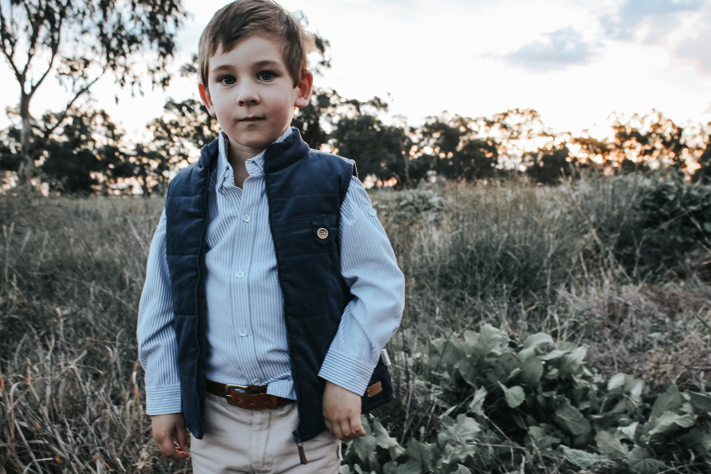 Boys Cooper Puffer Vest Navy Corduroy