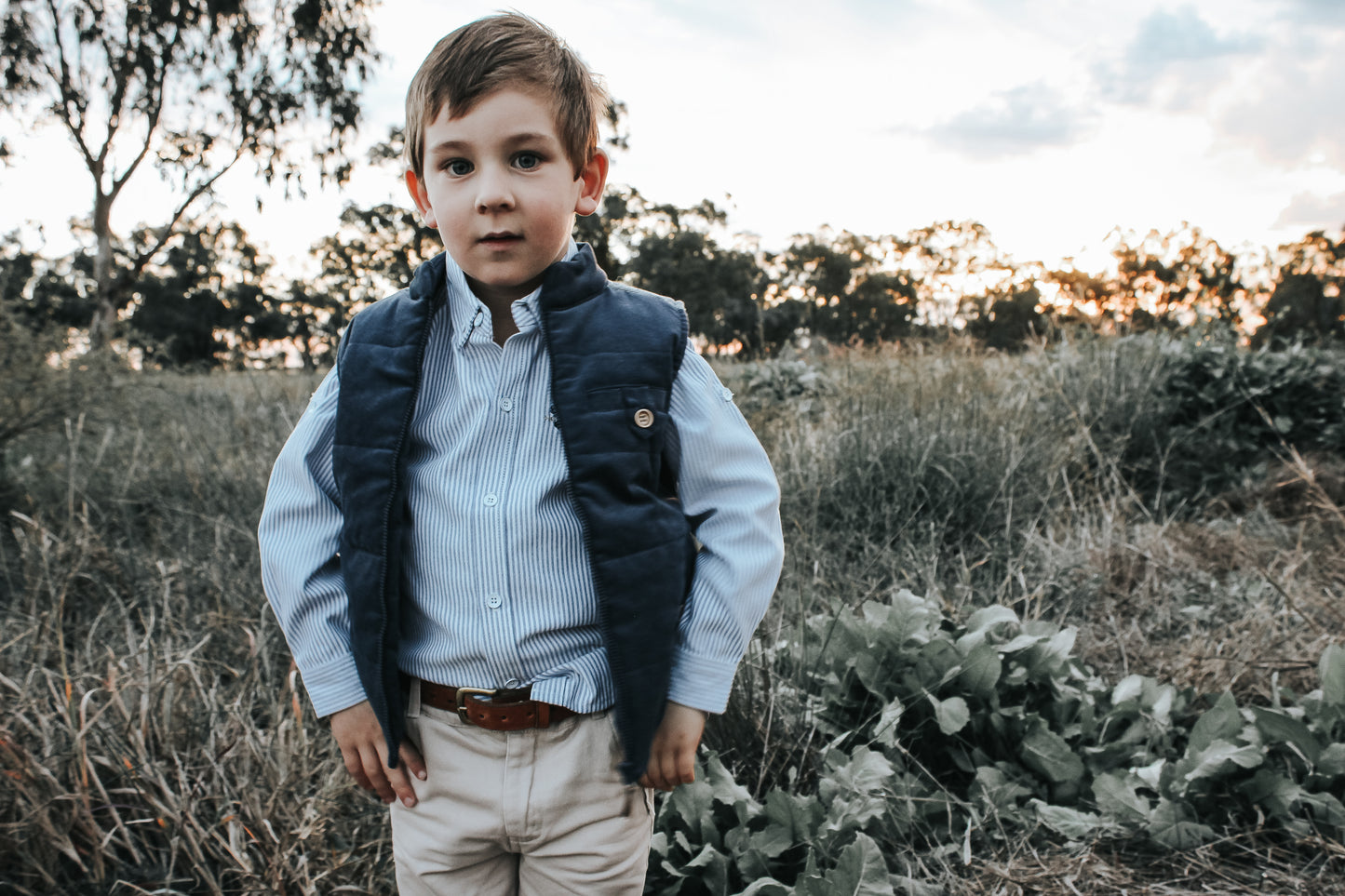 Boys Cooper Puffer Vest Navy Corduroy
