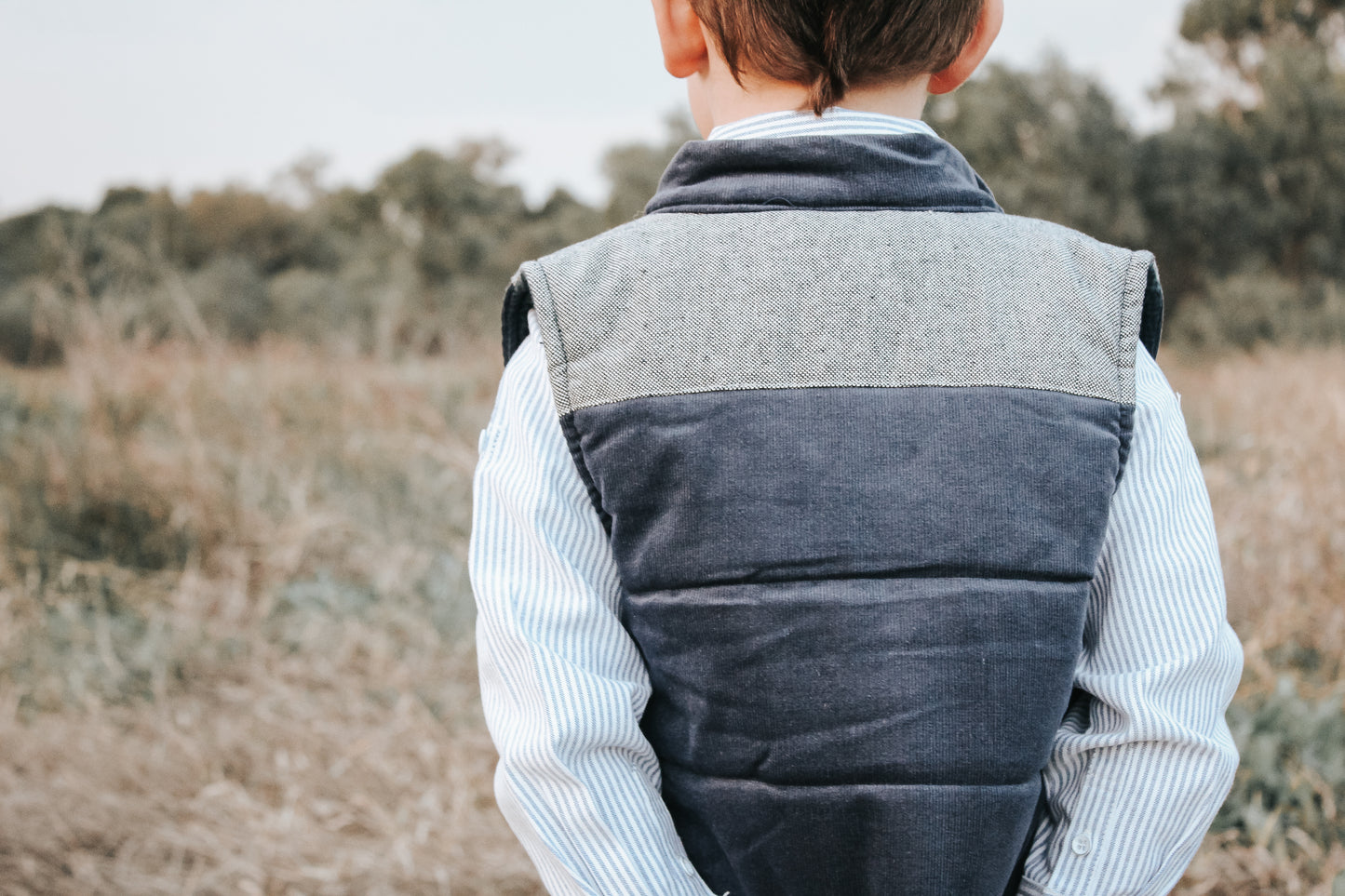 Boys Cooper Puffer Vest Navy Corduroy