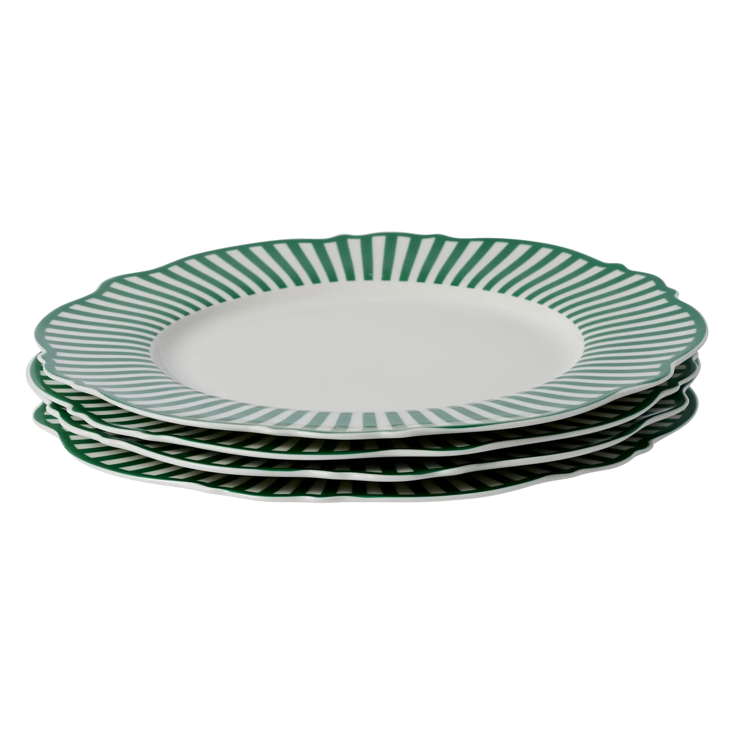 Forest Green Wave Dinner Plates Set of 4