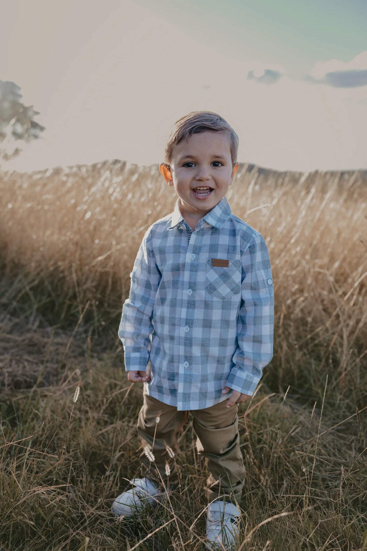Boys Dress Shirt Large Blue Check
