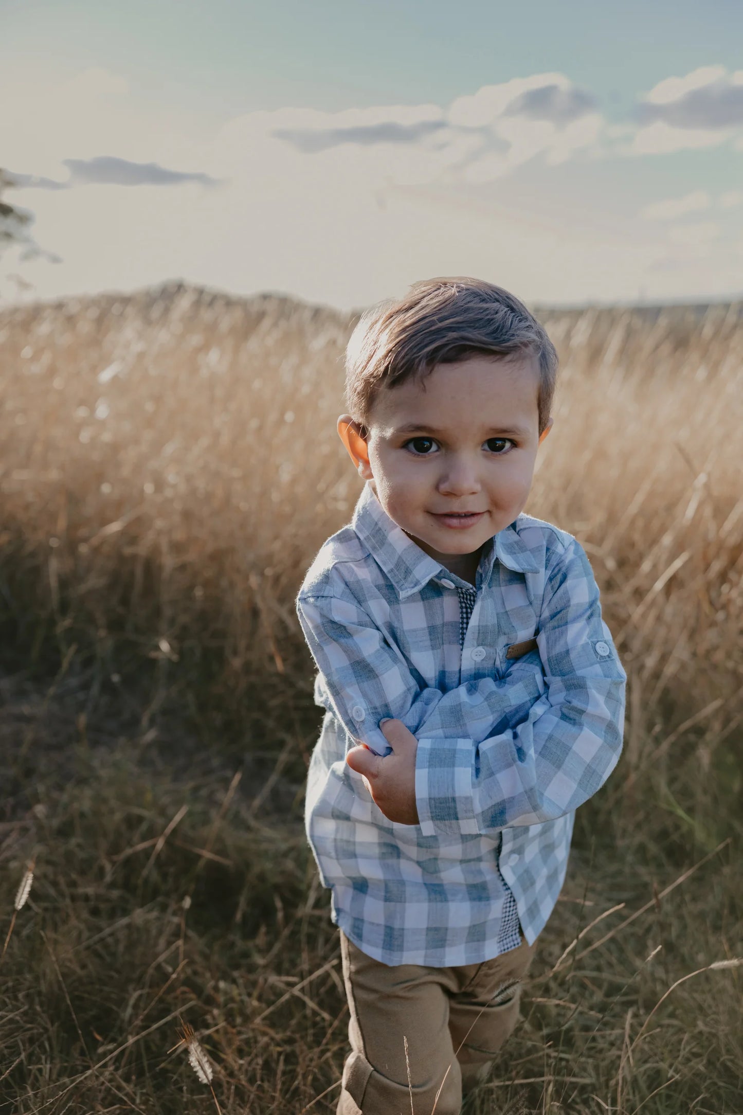 Boys Dress Shirt Large Blue Check