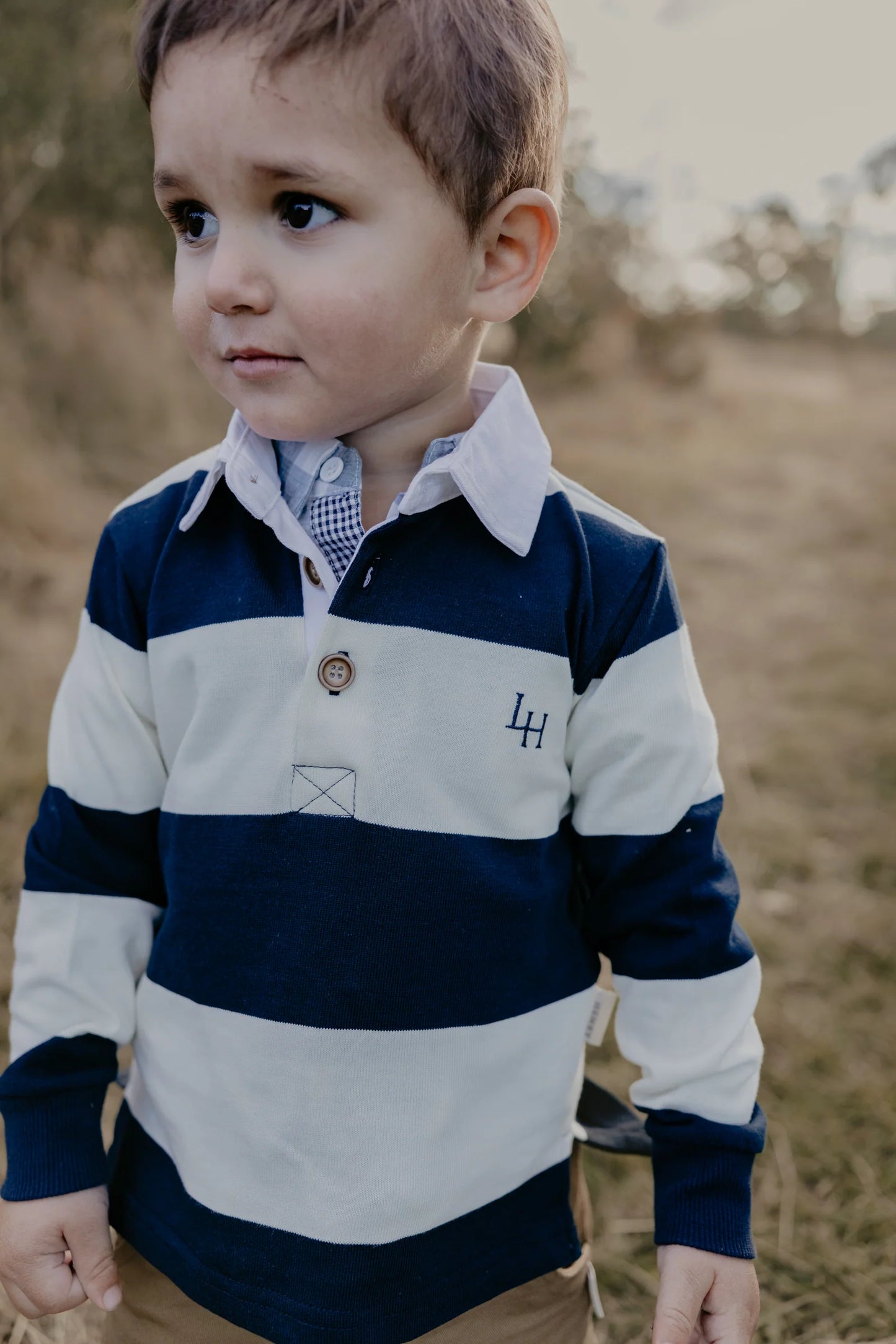 Boys Freddie Rugby Polo Cream Stripe