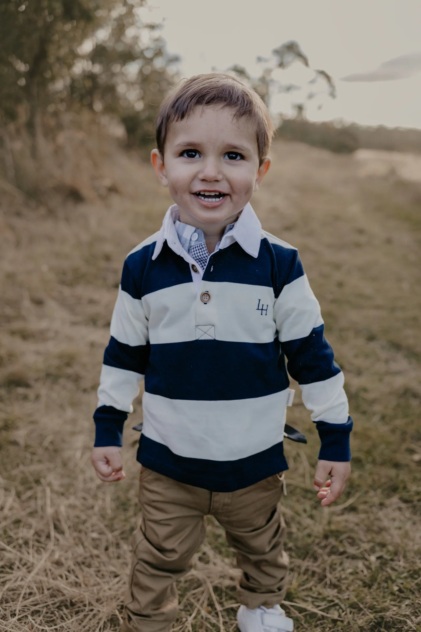 Boys Freddie Rugby Polo Cream Stripe