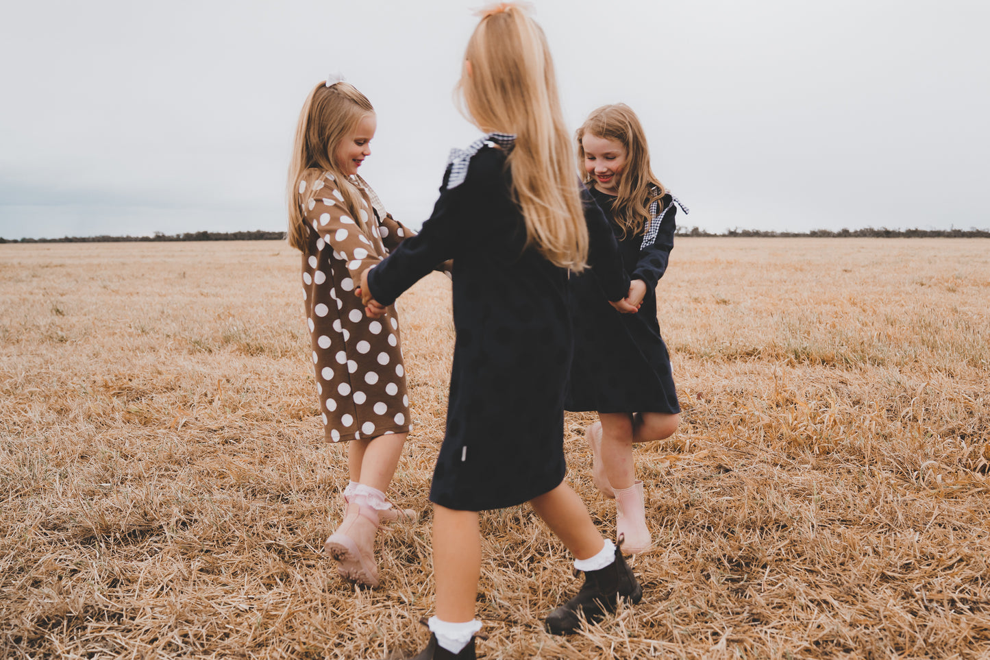 Girls Mary Dress Brown/White Spot