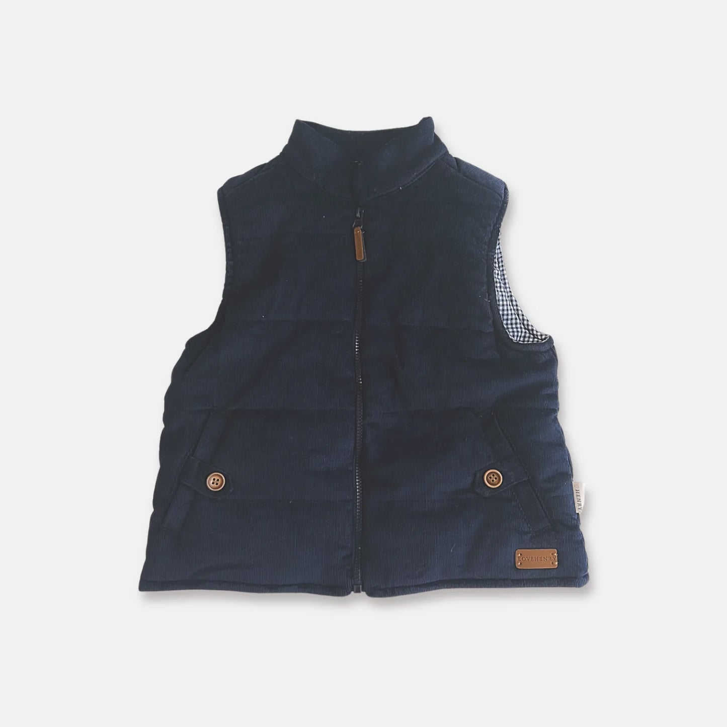 Boys Cooper Puffer Vest Navy Corduroy