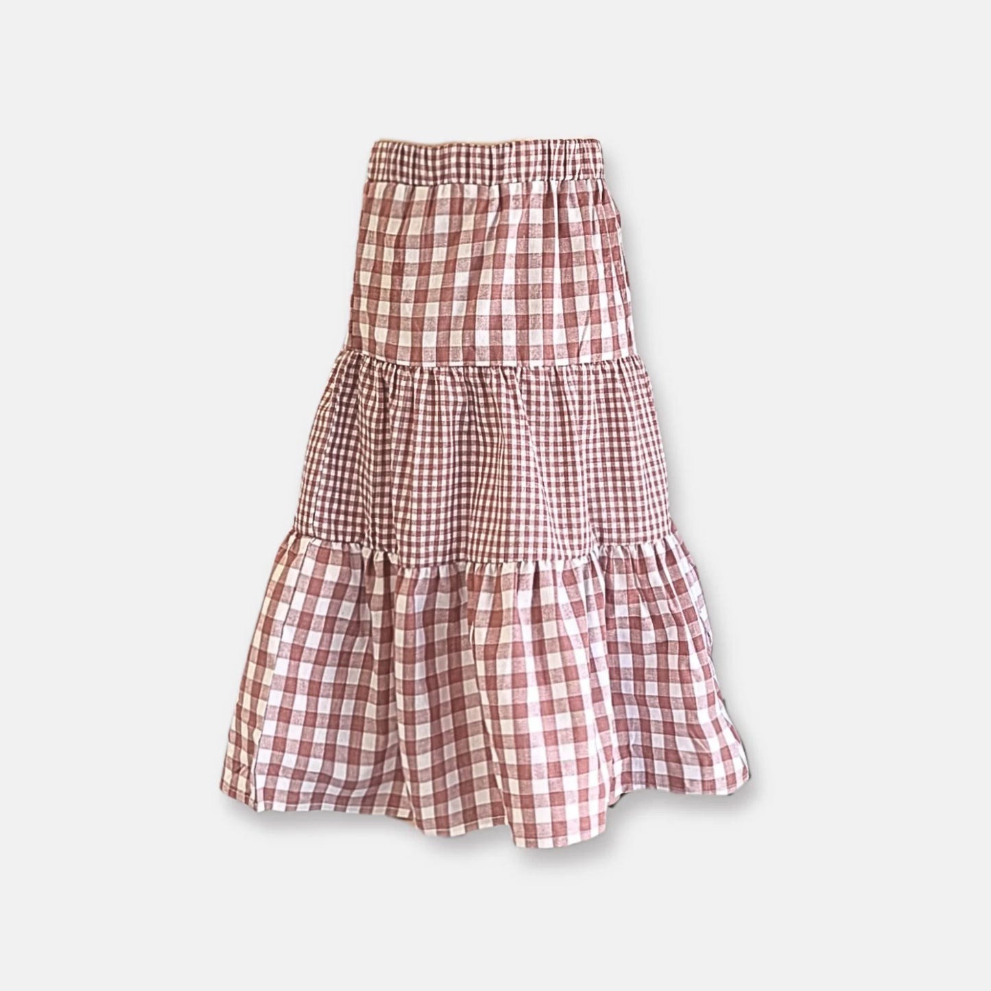 Girls Maxi Skirt - Pink Ginghams