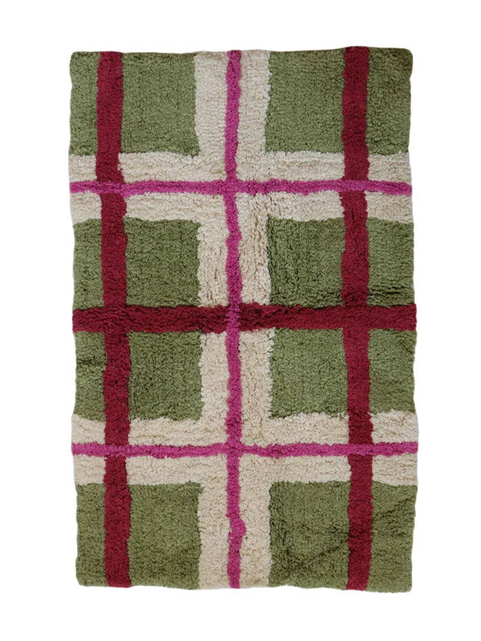 Olive Plaid Bath Mat