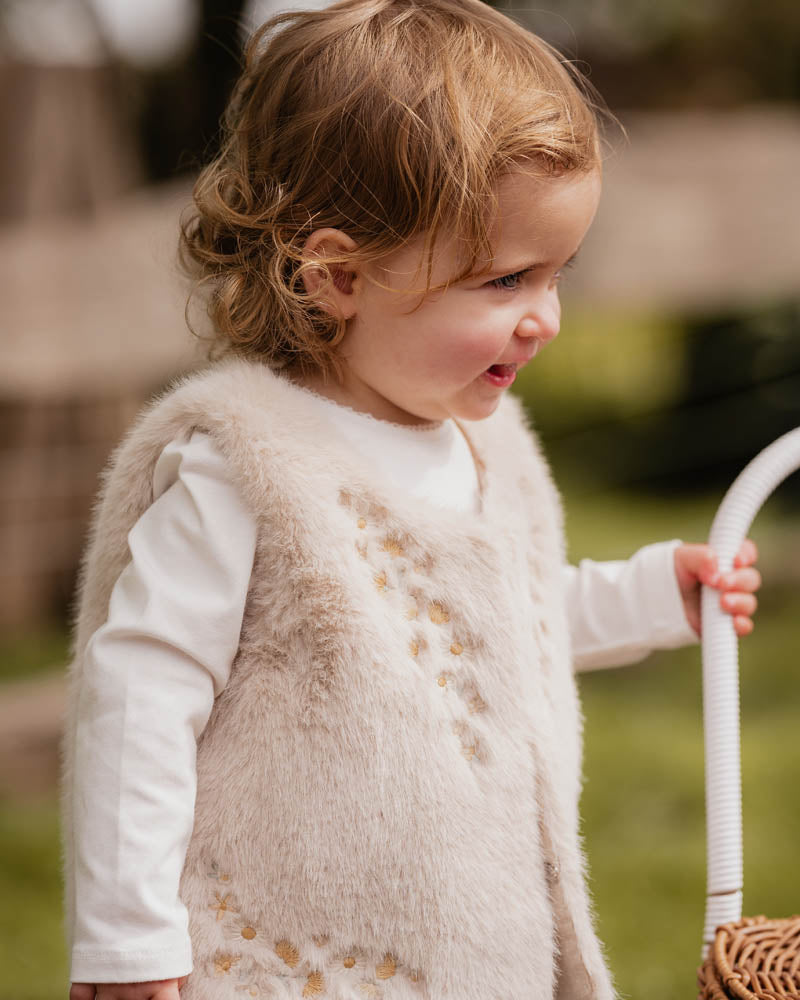 Winnie Emb Faux Fur Vest