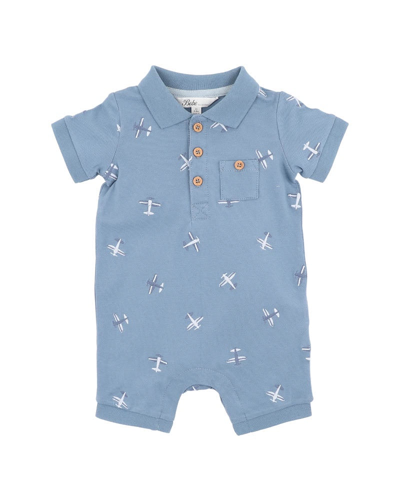 Harlan Emb SS Polo Romper