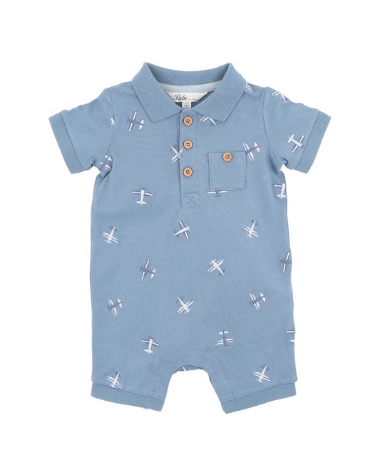 Harlan Emb SS Polo Romper