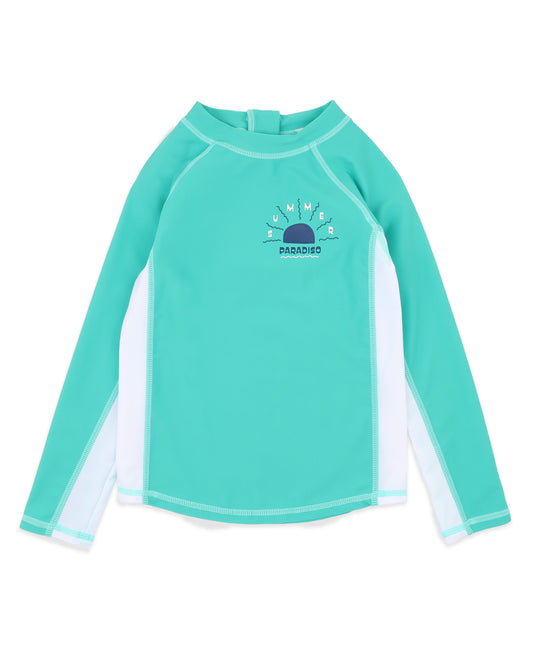 Boys Teal Green LS Rash Top
