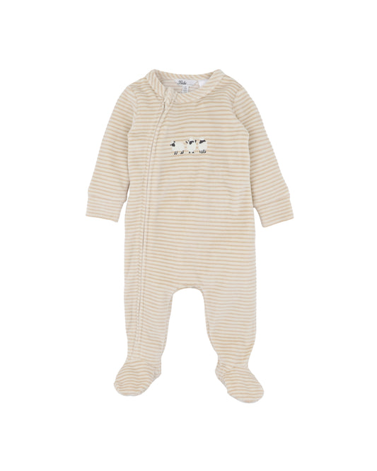 Hunter Stripe Velour Zip Onsie
