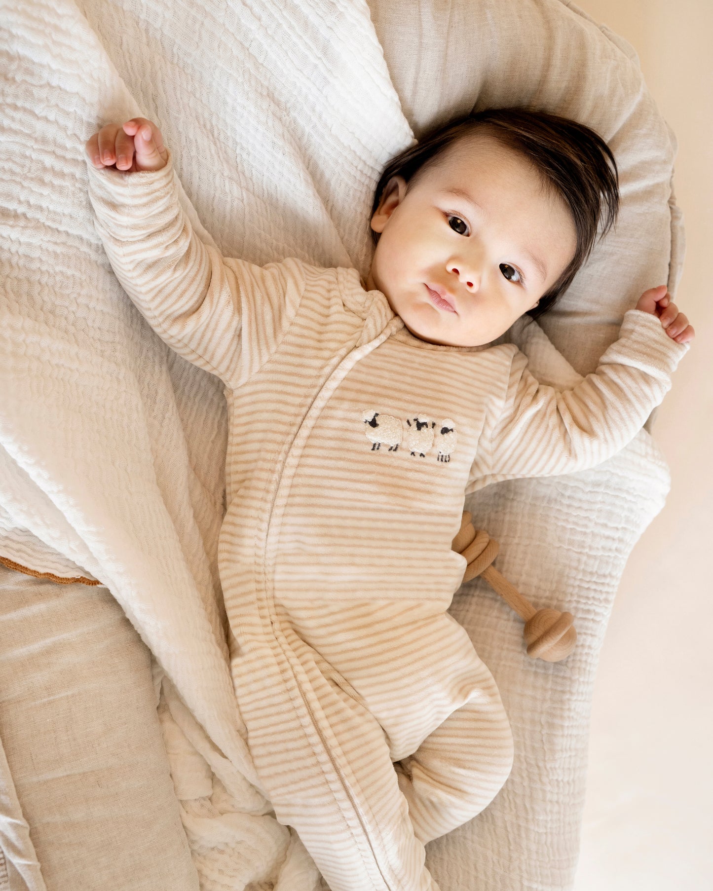 Hunter Stripe Velour Zip Onsie